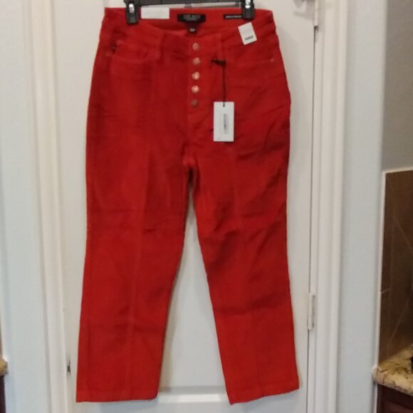 Judy Blue High Waist Ankle Straight Orange Corduroy Pants Size 13/31 NWT - Picture 1 of 14